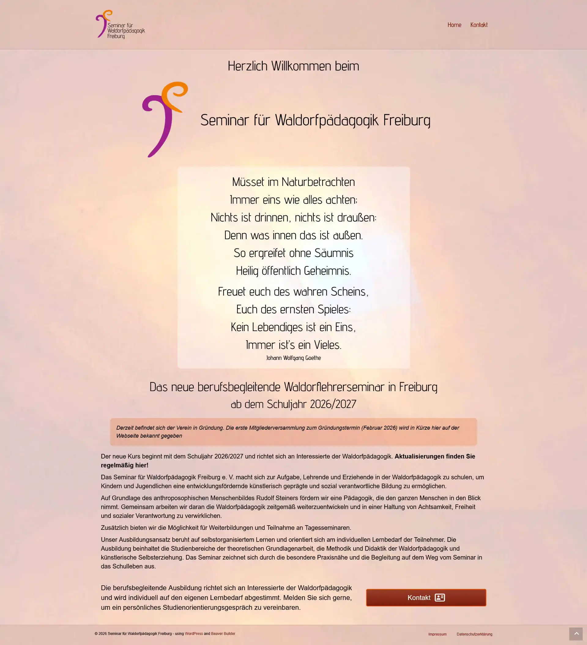 Website Seminar für Waldorfpädagogik Freiburg